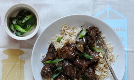 a plate of beef adobo