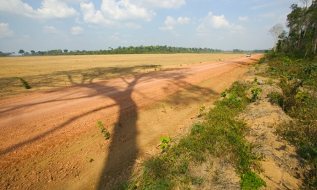 A vast area of Amazonian rainforest cleared for soya bean cultivation Belterra nr Santarem Para state Brazil.