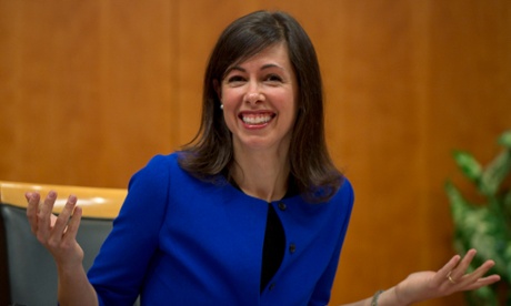 Federal communications commissioner Jessica Rosenworcel after the FCC vote on net neutrality in the US. The FCC adopted and set sustainable rules of the road that will protect free expression and innovation on the internet.