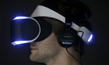 A volunteer trials Sony’s Project Morpheus headset.