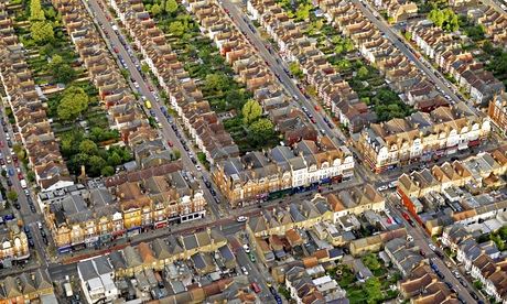 Aerial views of houses