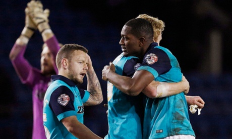 The Blackburn Rovers players celebrate after the 2-1 victory over Sheffield Wednesday in the Championship