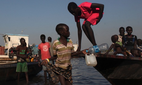 Children arriving at the Minkaman refugee camp for people displaced by fighting in South Sudan.