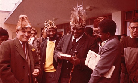 Terence Ranger before his deportation from Southern Rhodesia in 1963. Left to right: Ranger, Shelagh Ranger, Maurice Nyagumbo, Joshua Nkomo, Robert Chikerema, Robert Mugabe and John Reed.