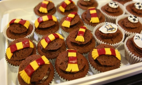 Look at this! Today’s selection of Bradford City-themed cupcakes in the media room before the FA Cup quarter-final with Reading.