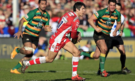 Gloucester's No10 James Hook in action during the Premiership match against Northampton