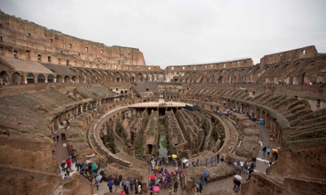 Tourists at the Colosseum, Rome.
