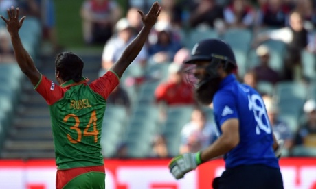 Bangladesh's paceman Rubel Hossain appeals for LBW against England's Moeen Ali