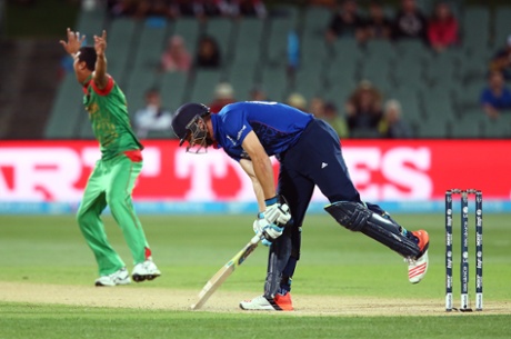 Jos Buttler of England reacts after getting out to Takin Ahmed.