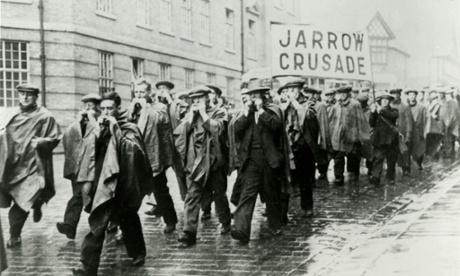 The Jarrow marchers in 1936 - Ed Balls says Osborne's plans would take public spending back to 1930s levels.