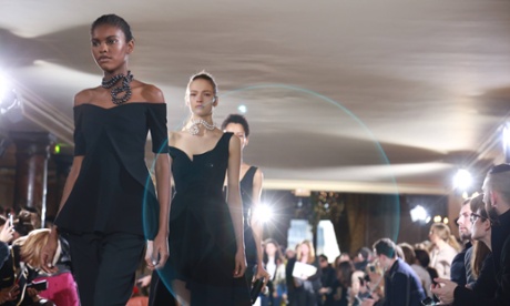 Models display Stella McCartney's eveningwear.