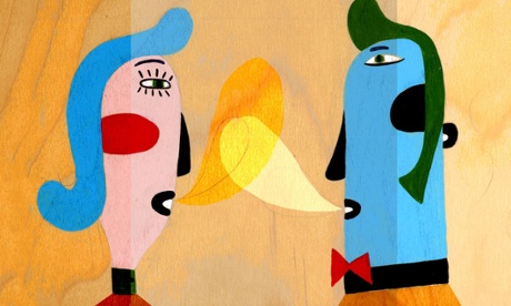 Graphic of two people speaking 