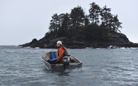 Peter Williams sets off in his ramshackle aluminium skiff.