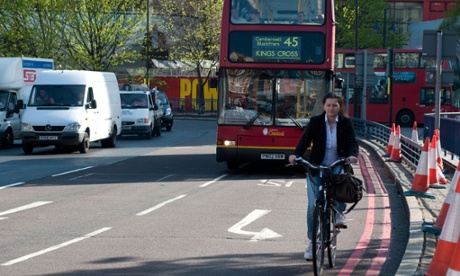 The car and bus-dominated Elephant and Castle roundabout, Southwark, London, where many cyclists fatalities have occurred.