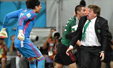 Mexico's Miguel Herrera celebrates