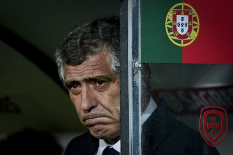 Portugal's coach Fernando Santos watches on during the defeat.