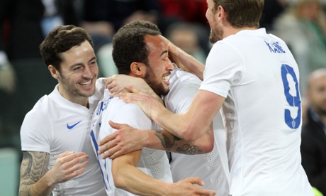 England's Andros Townsend celebrates after his equalising goal against Italy.