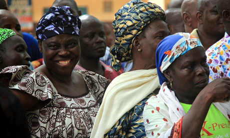 Voters queue at a polling booth in Lagos, Nigeria.