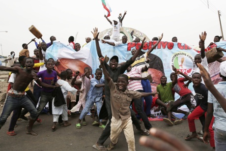 Supporters of presidential candidate Muhammadu Buhari celebrate his victory in Kaduna.