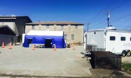 An Indiana emergency response tent.