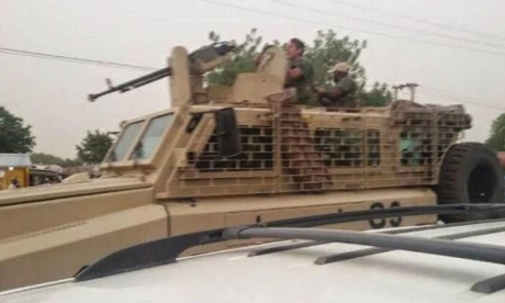 Alleged South African contractors in armoured vehicles in Nigeria.