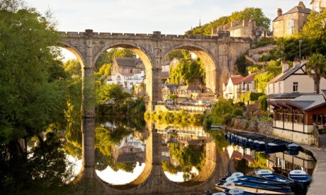 Railway viaduct over the river Nidd in Knaresborough, North Yorkshire.
