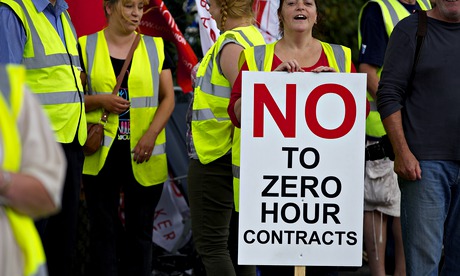 Protesters against zero hours contracts
