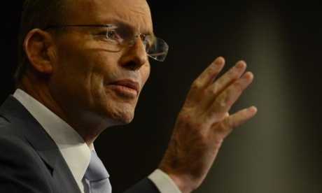 Tony Abbott’s disapproval rating has dropped 4.2 points. Photograph: Tracey Nearmy/AAP