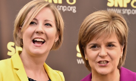 Hannah Bardell SNP candidate for Livingston joins Scotland's First Minister Nicola Sturgeon as she gives a speech setting out the SNP's plans to reduce child poverty