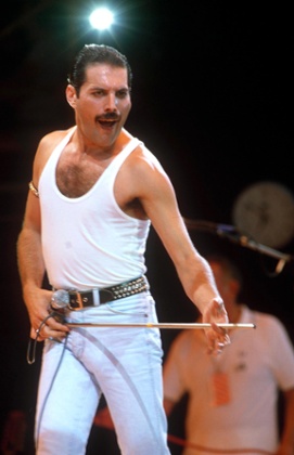 Freddie Mercury on stage at LiveAid