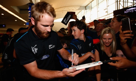 AUCKLAND, NEW ZEALAND - MARCH 31:  Kane Williamson of the Zealand Blackcaps signs autographs after arriving at Auckland Airport on March 31, 2015 in Auckland, New Zealand. New Zealand had their most successful Cricket World Cup campaign by making the final of the tournament for the first time.  (Photo by Phil Walter/Getty Images)Human InterestCricketOne Day Cricket
