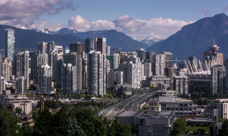 The downtown skyline is viewed from City Hall 
