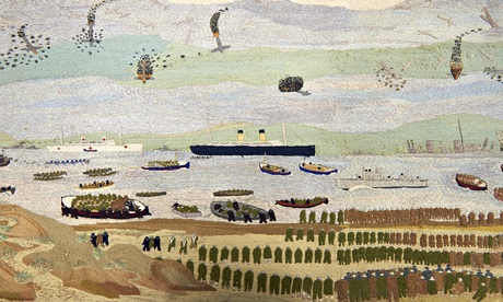 John Craske's unfinished embroidery of the Dunkirk landings.