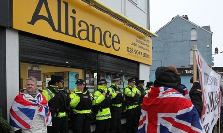 A group of Loyalist protestors demonstrate 