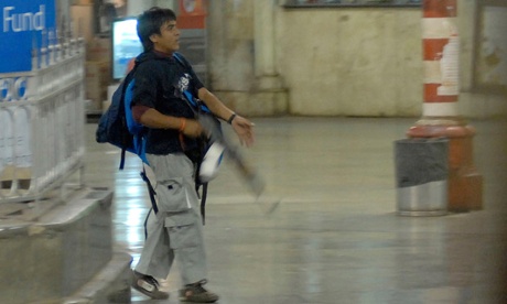 One of the gunmen pictured in Mumbai’s main train station during the 2008 terror attack.