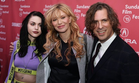 Frances Bean Cobain, Courtney Love and director Brett Morgen at the film premiere of Kurt Cobain: Montage of Heck at Sundance in January.