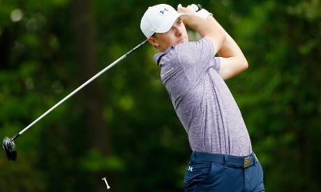Jordan Spieth tees off on the second hole during day two of the Masters