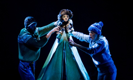 Christopher Diffey and Suzanne Shakespeare with the puppet Lemminkäinen in Jonathan Dove’s Swanhunter: ‘blood, gore and mystery’. 