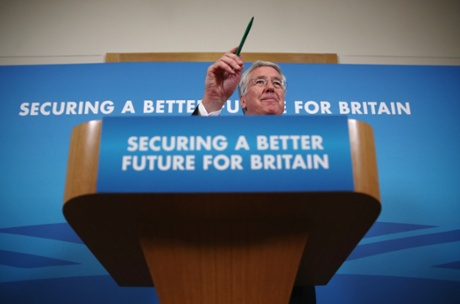 Defence Secretary Michael Fallon gives a press conference in London, England.