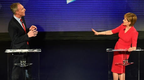Jim Murphy and Nicola Sturgeon during the first Scottish Television Debate.