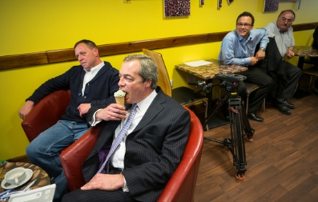 Nigel Farage eats an ice cream in Skegnesss.