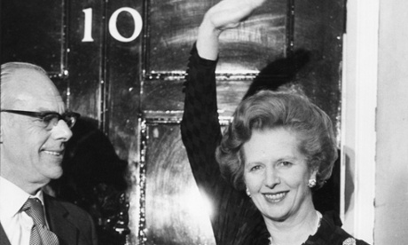 Margaret Thatcher (with husband Denis) begins her second term as prime minister in 1983.
