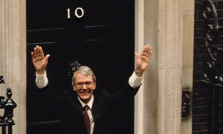 John Major outside Downing Street in 1992.