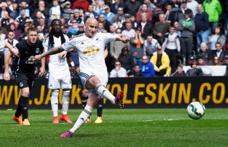 Jonjo Shelvey scores from the penalty spot.