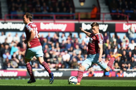 Aaron Cresswell scores the first goal.