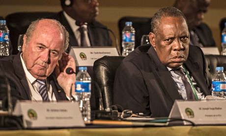 Football’s future: Sepp Blatter and Issa Hayatou in Cairo. Photograph: Khaled Desouki/AFP/Getty Images
