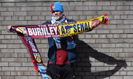 BURNLEY, ENGLAND - APRIL 11:  A Burnley fan shows his colours ahead of the Barclays Premier League match between Burnley and Arsenal at Turf Moor on April 11, 2015 in Burnley, England.  (Photo by Laurence Griffiths/Getty Images)English Premier LeagueFootballSoccerClub SoccerEnglish Soccer ClubBallTeam Sport