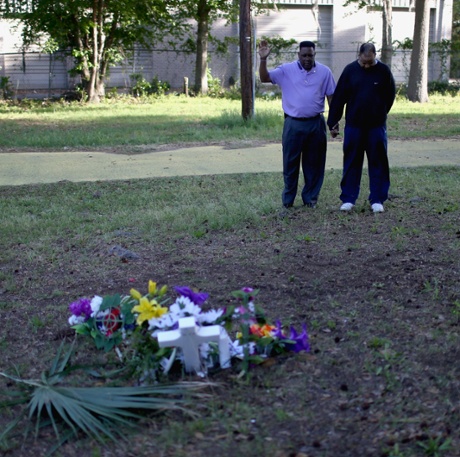 A memorial at the site where Walter Scott was shot.