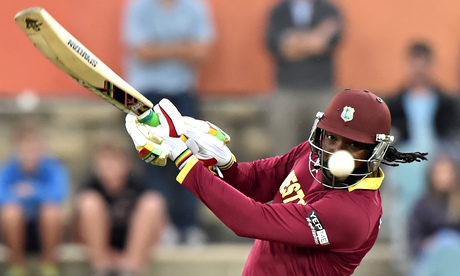 West Indies Chris Gayle plays a shot dur