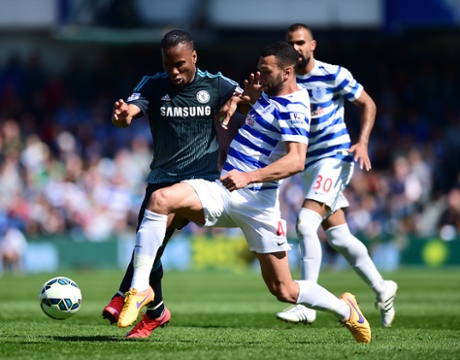 Didier Drogba marked by Steven Caulker.
